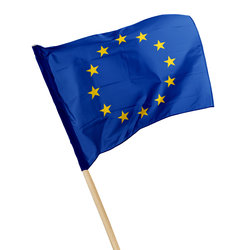 Flaga Unii Europejskiej na drzewcu