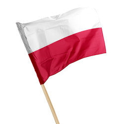 Flaga Polski na drzewcu