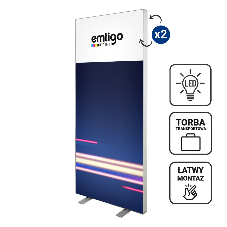 Kaseton wolnostojący LED 100x230 cm w torbie na kółkach