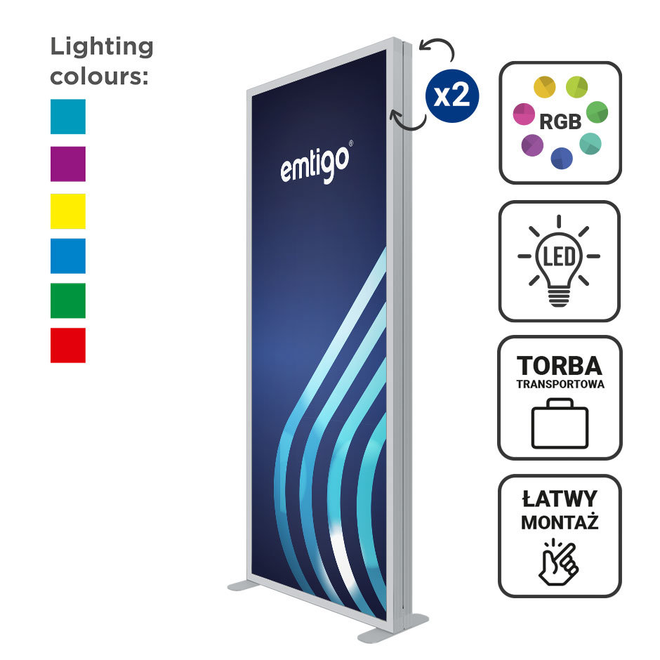 kaseton wolnostojący LED LUMIX 100x250 cm RGB