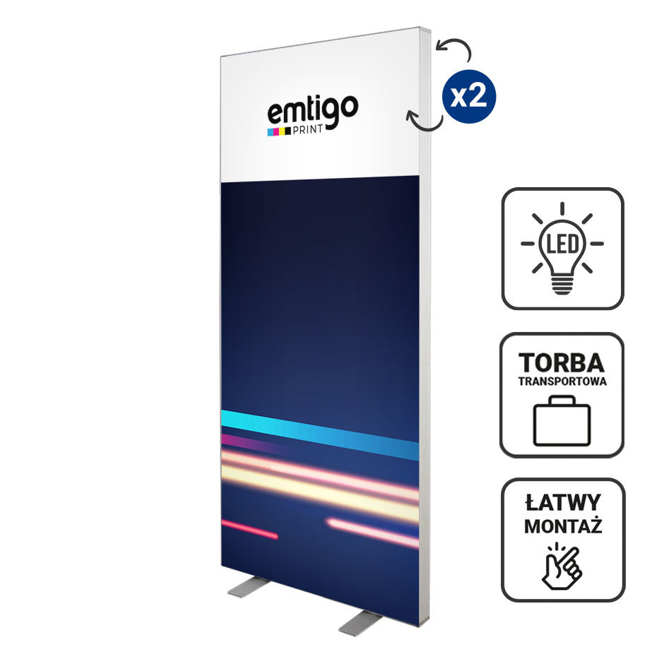 Kaseton wolnostojący LED 100x250 cm w torbie na kółkach