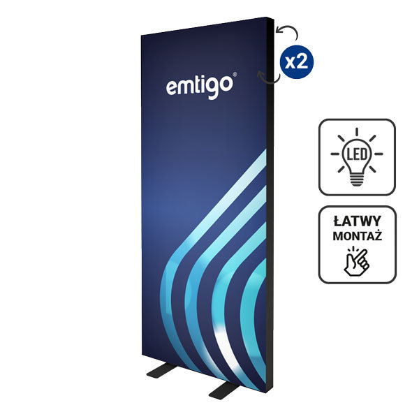 Czarny kaseton wolnostojący LED 100x200 cm BLACK-1