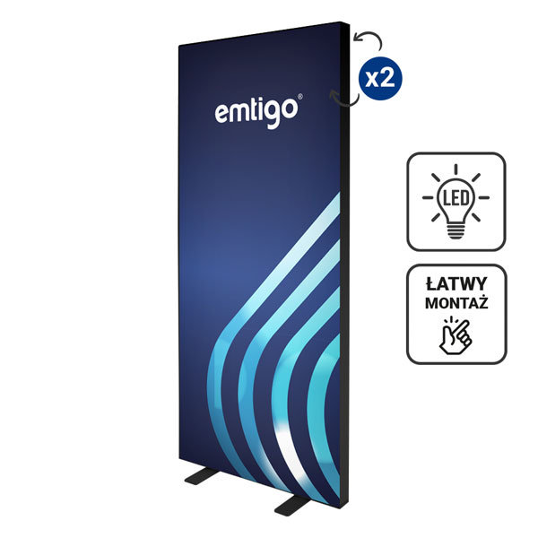 Czarny kaseton wolnostojący LED 100x250 cm BLACK-1